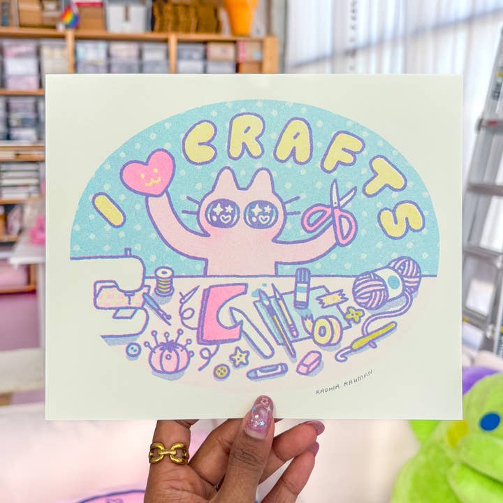 I Love Crafts Riso Print for wholesale by Radhia Rahman