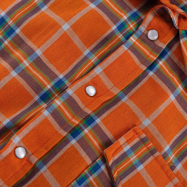 Orange plaid boyfriend Shirt Jacket overfit Shacket for wholesale on Faire8