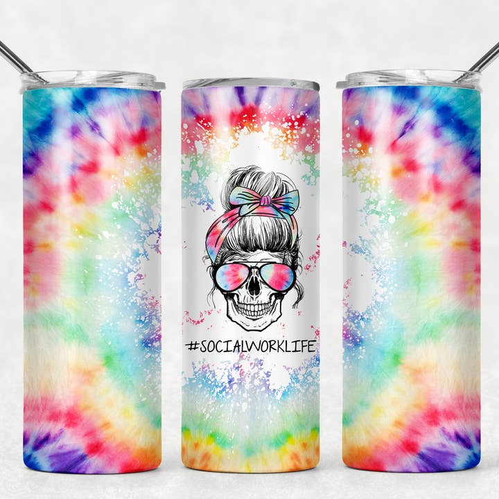 Social Work Life tie dye for wholesale by Triple D's Tumblers n More