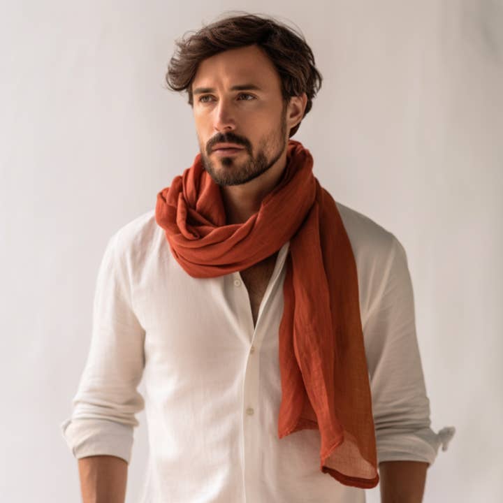 menique - Wholesale Scarf - Men's - 100% Linen Scarf for Men0