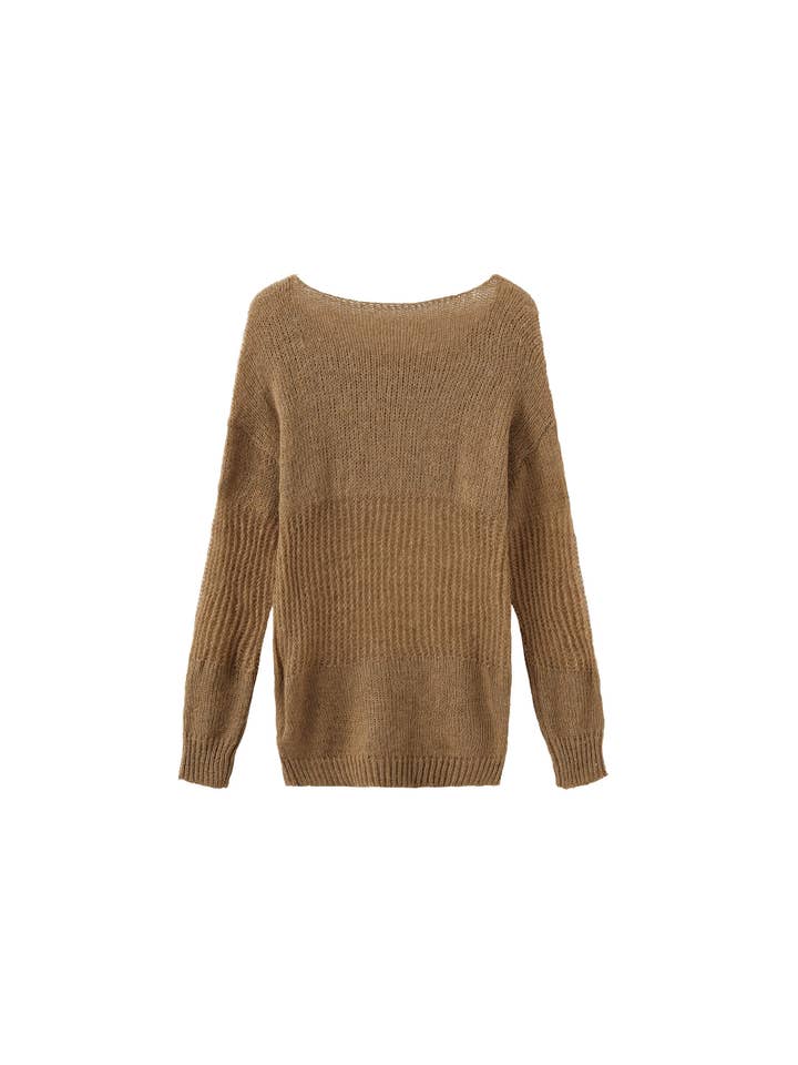 CUBIC - Vendita all'ingrosso Maglione tricot - Donna - Maglione a maniche lunghe con scollo asimmetrico e effetto sovrapposto3