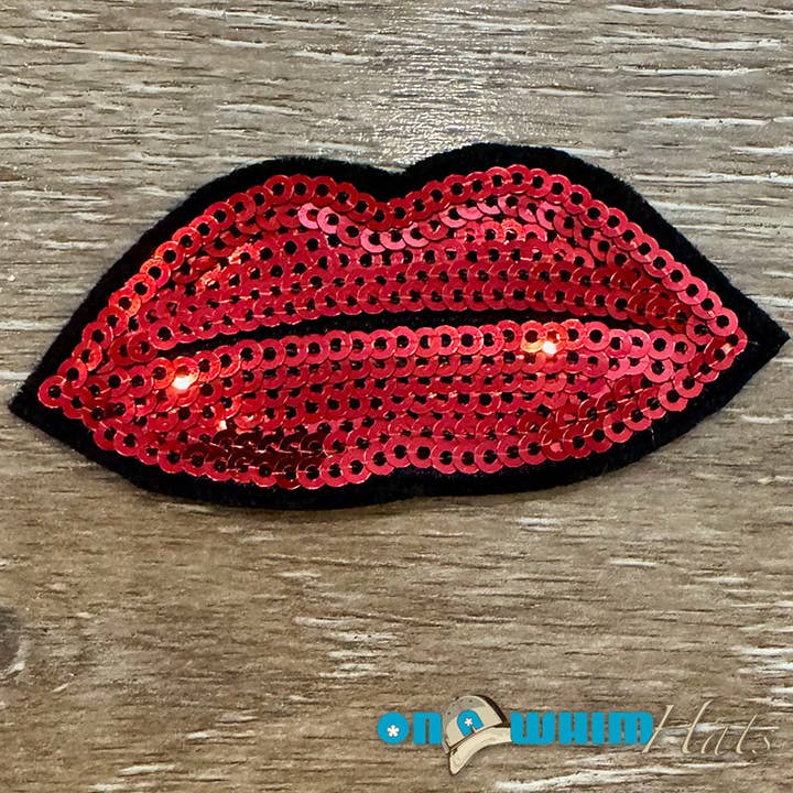 Sequin Lips Iron-On Patch for wholesale by On a Whim Hats