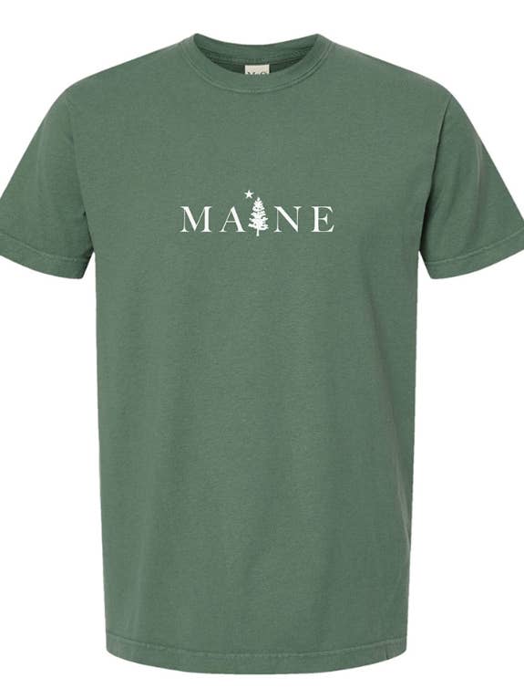 Maine Pine Embroidered Tee for wholesale by Woods & Sea