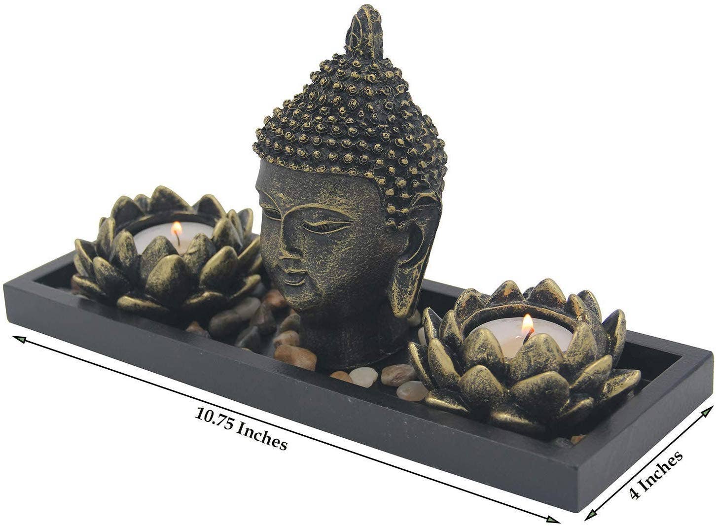 Lungta Imports - Wholesale Incense Holder - Zen Garden Buddha Head Lotus Tea Light Candle Holder Set Home Décor Gift4