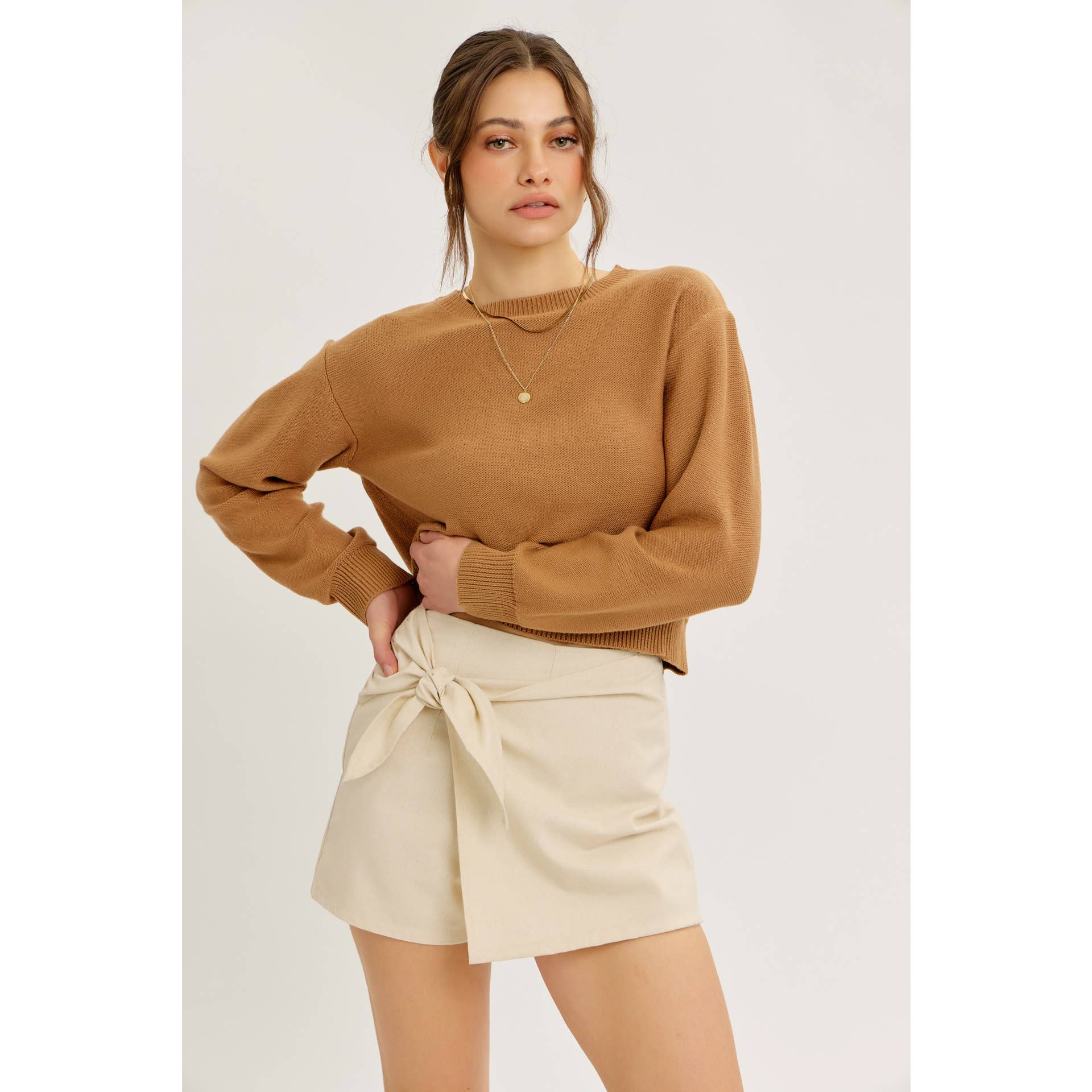 idem ditto – Pulôver - Mulher por atacado – TOP DE MALHA COM LAÇO NAS COSTAS E DECOTE REDONDO EM CONTRASTE9