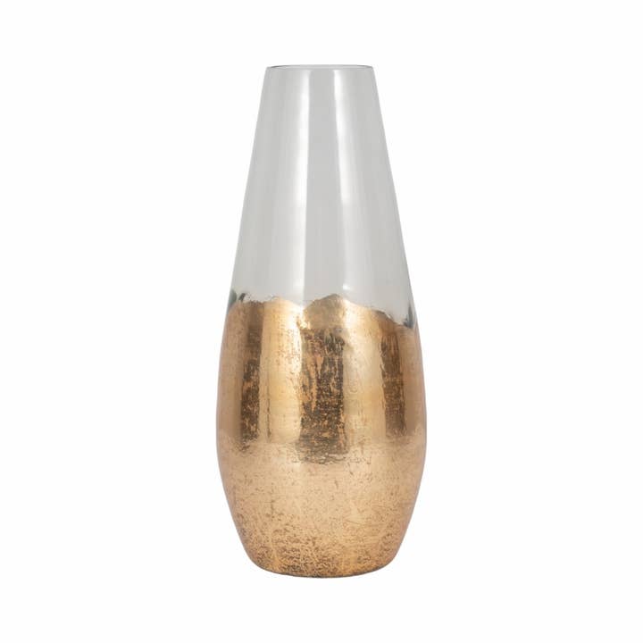 Sagebrook Home - Wholesale Vase - Glass Gold Dipped Tapered Decorative Vase - Clear, 19 in.6