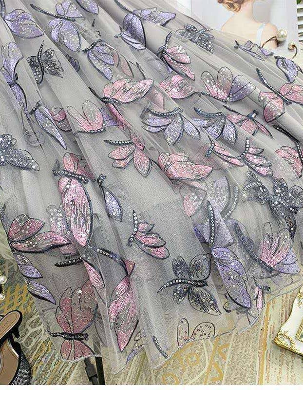 PEACH ACCESSORIES – wholesale Skirt – Women’s – Sequined Dragonfly Embroidery Mesh Tulle Skirts SK1944