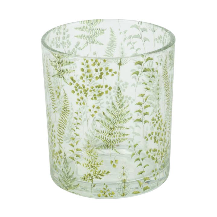 A00251: Glass holder table piece with fern pattern, 4 in for wholesale by Silver Tree Home & Holiday