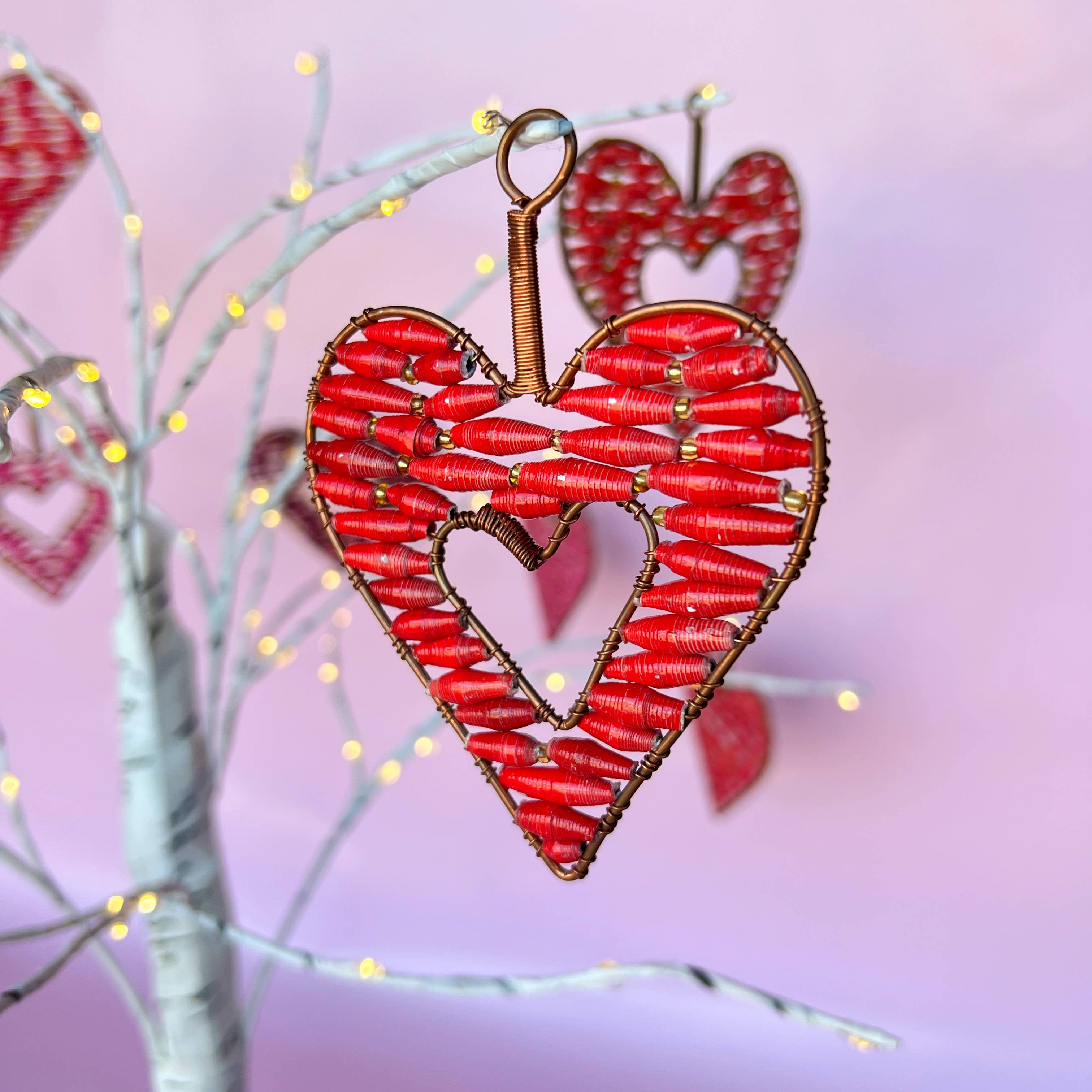 Ornaments 4 Orphans - Wholesale Ornament Set - Paper Bead Valentine's Heart Set - Variety Pack of 64