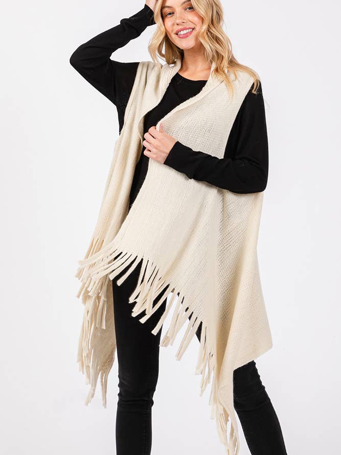 Hana - Vente Veste sans manches – femme - Gilet d'hiver en tricot à pompons à pois gaufrés8