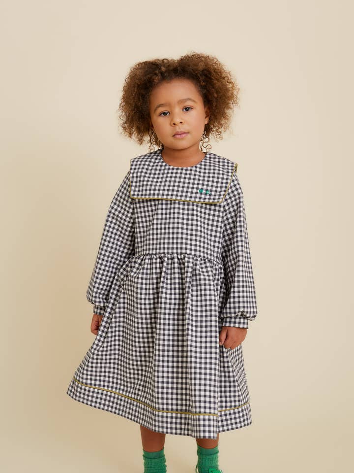 CHECKERED DRESS WITH COLLAR for wholesale by OXOX CLUB