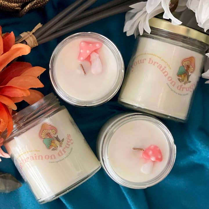 Your Brain on Drugs Wooden Wick Candle for wholesale by Shop Kauldron