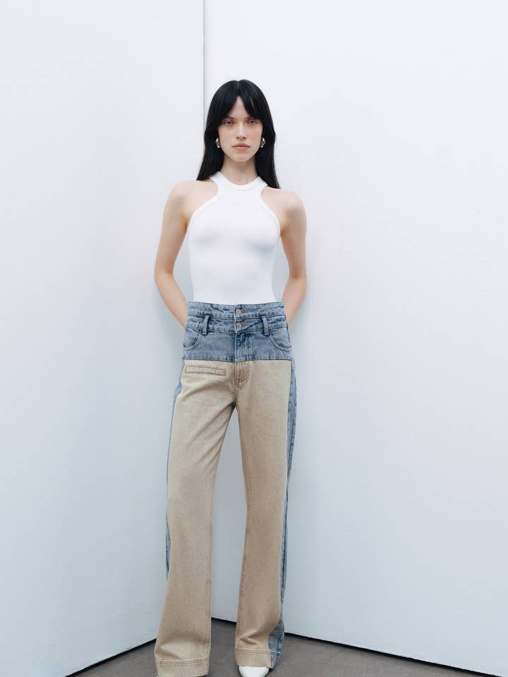 Jean taille haute délavé pour la vente par NOCTURNE