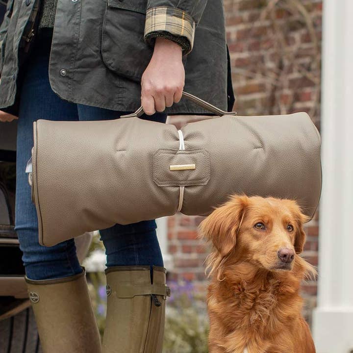 Travel Mat in Camel Rhino Tough Faux Leather for wholesale by Lords and Labradors