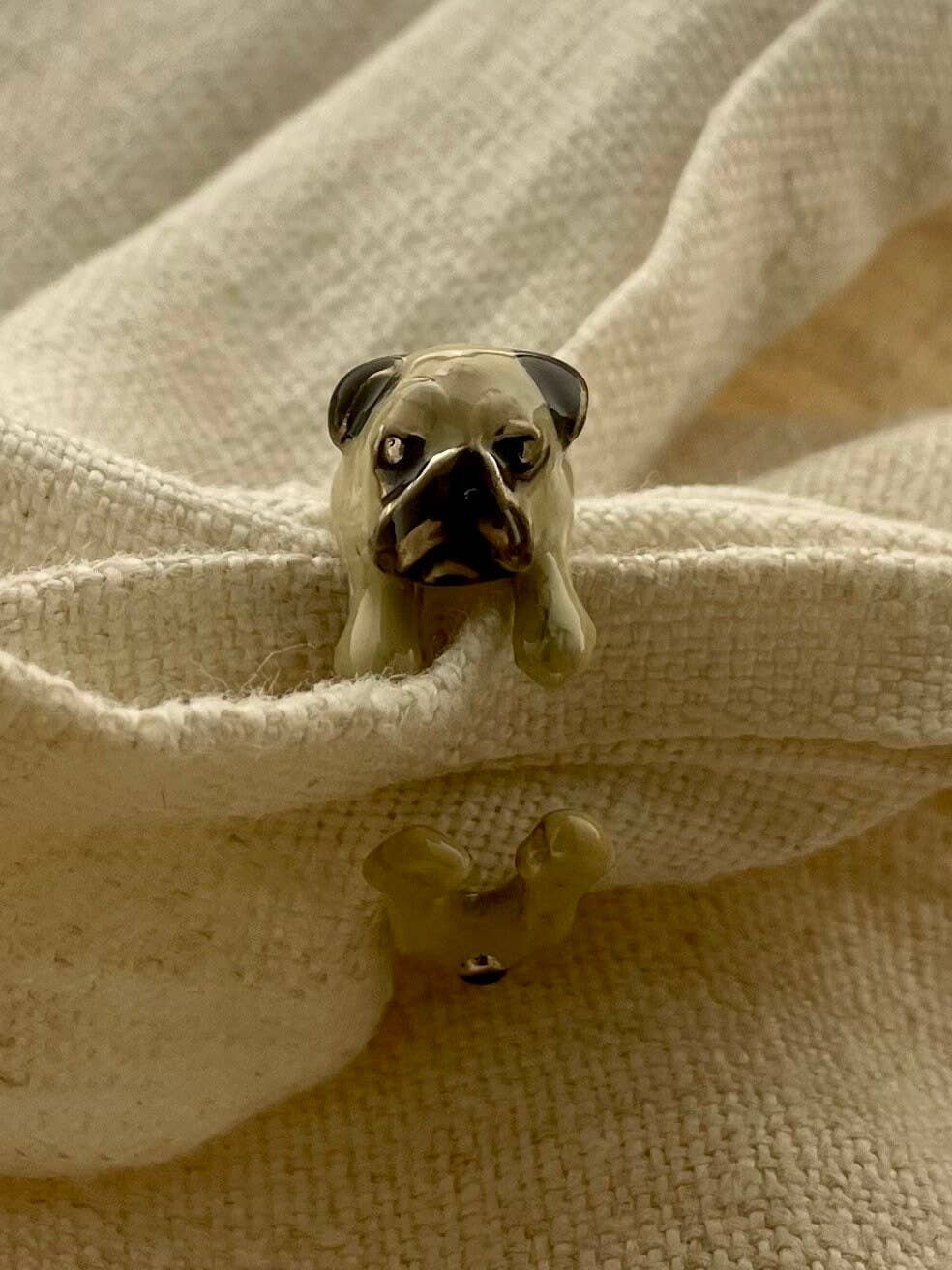 Gabbo Design - Venta al por mayor Anillos grandes/de cóctel - Anillo Pug For Her de plata 925 hecho a mano con un santo italiano6