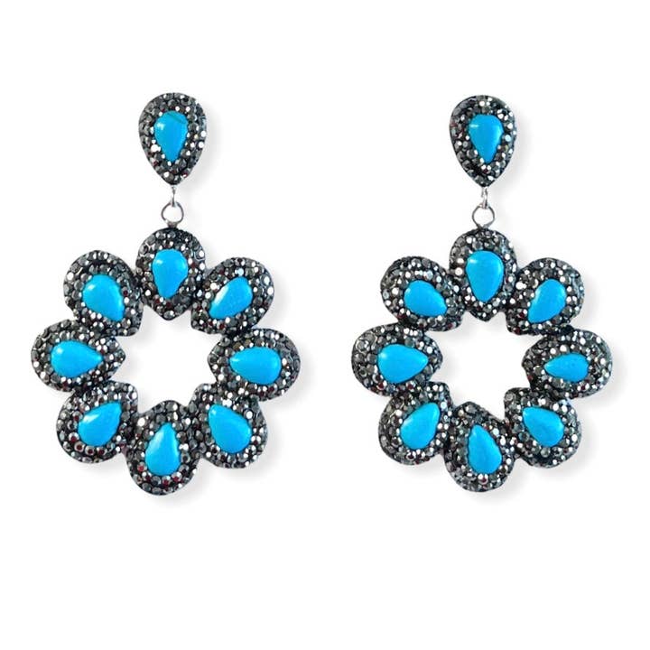 Boucles d'oreilles Pavé Colour Blooms pour la vente par Colour Addict Jewellery
