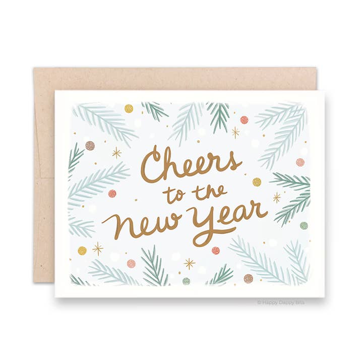 Cheers to the New Year Card, Illustrated for wholesale by Happy Dappy Bits