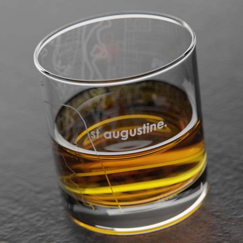 Well Told - Wholesale Drinking Glass/Cup - St Augustine, FL City Map - Etched Whiskey Rocks Glass2