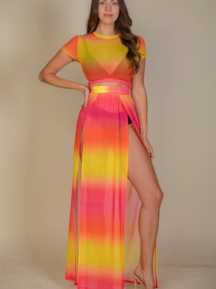 CAPELLA APPAREL - Wholesale Skirt - Women's - High Split Mesh Sheer Maxi Skirt11