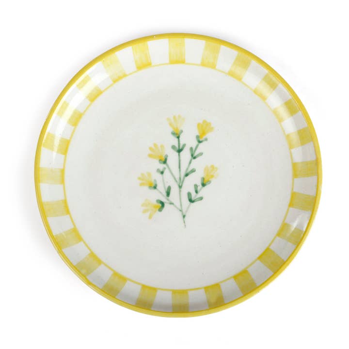 Ceramic Sunshine Spring Dessert Plate -Yellow , 7 Inches for wholesale by Casa Amarosa