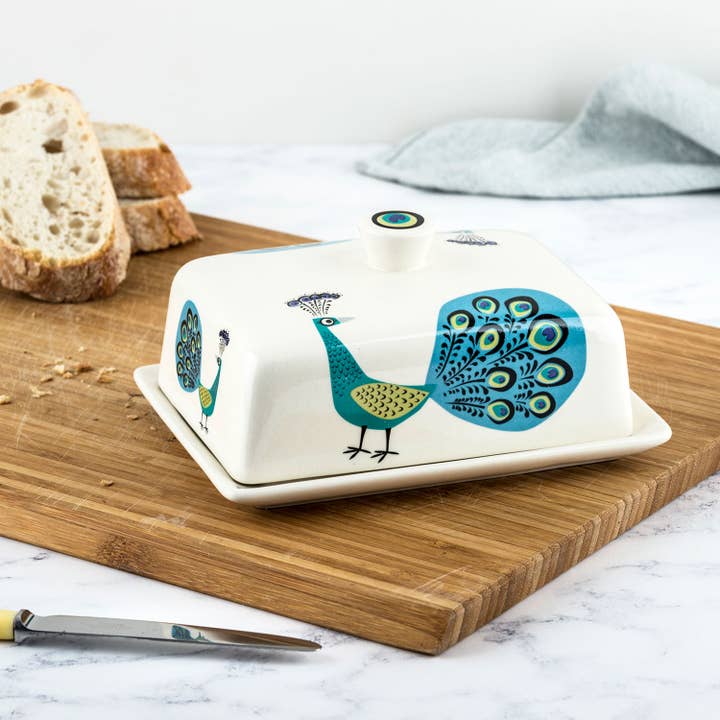 Hannah Turner Ltd - Wholesale Butter Dish - Handmade Ceramic Peacock Butter Dish
