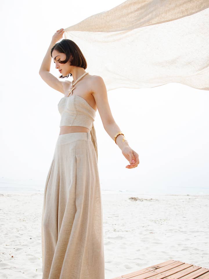 Linen Bandeau Top for wholesale by IKIKIZ ONLINE