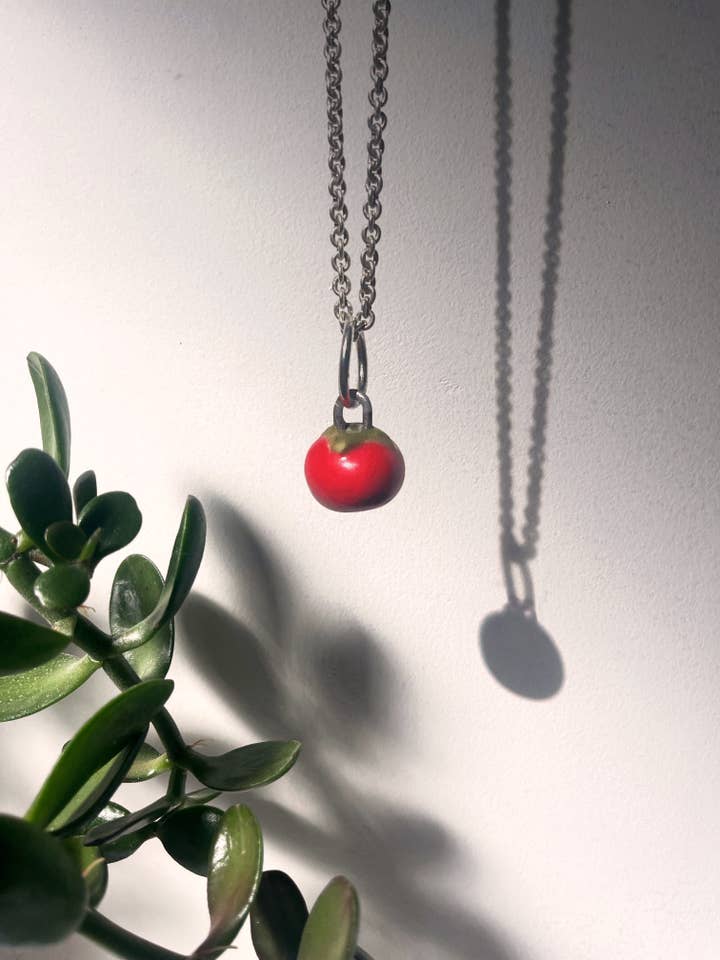 Handmade Ceramic Tomato Charm for wholesale by bystphie