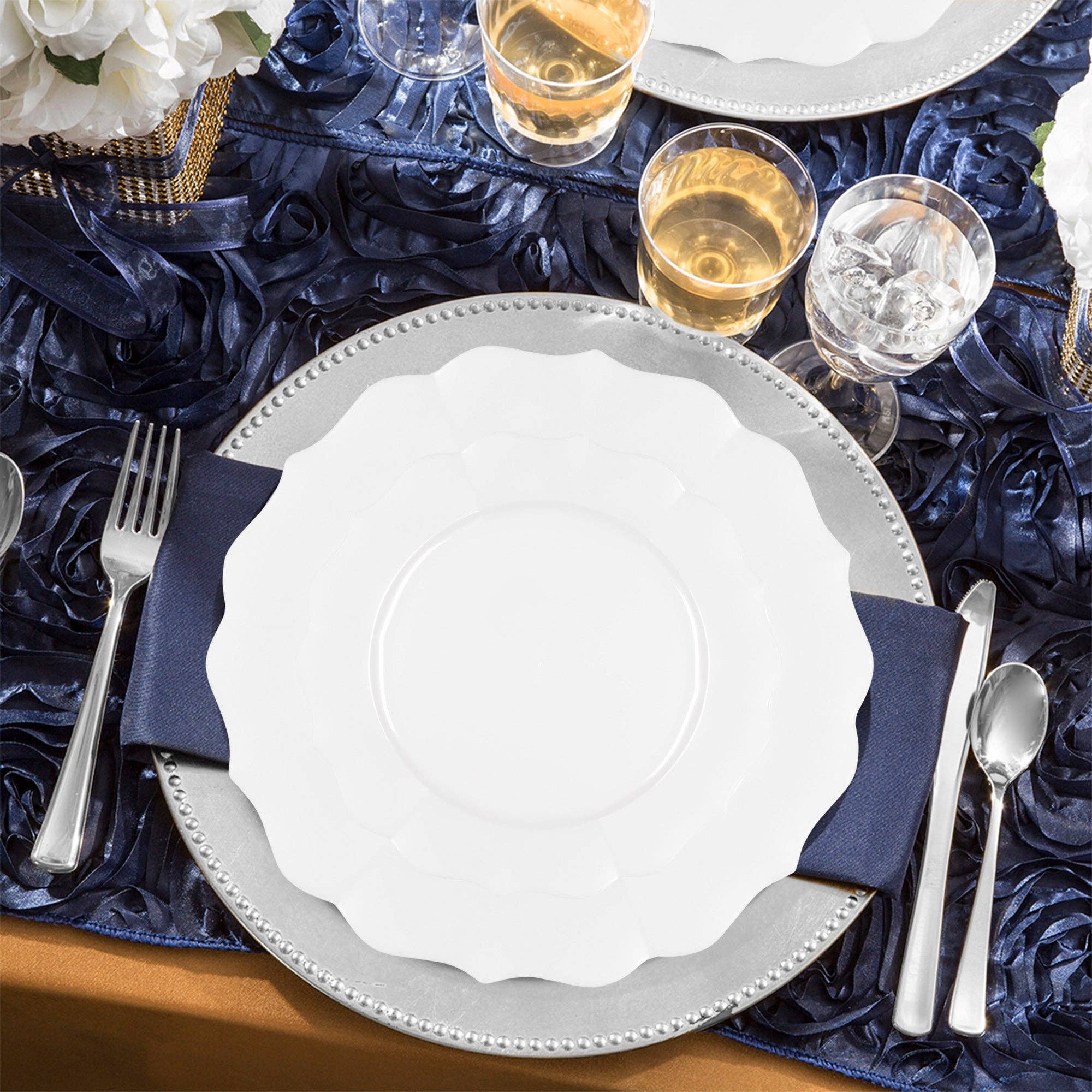 Smarty had a Party - Wholesale Dinnerware Set - Pearl White Round Lotus Wedding Value Set - 60 Sets6