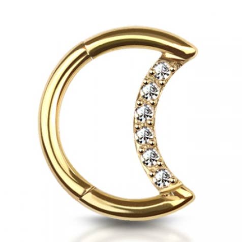 CRESCENT MOON CZ 316L SURGICAL STEEL HINGED SEGMENT CLICKER for wholesale by CRAVE