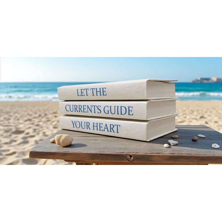 3 Vol. "Laissez les courants" Citation / Couvertures Off-White / 9,5" pour la vente par E. Lawrence, Ltd.