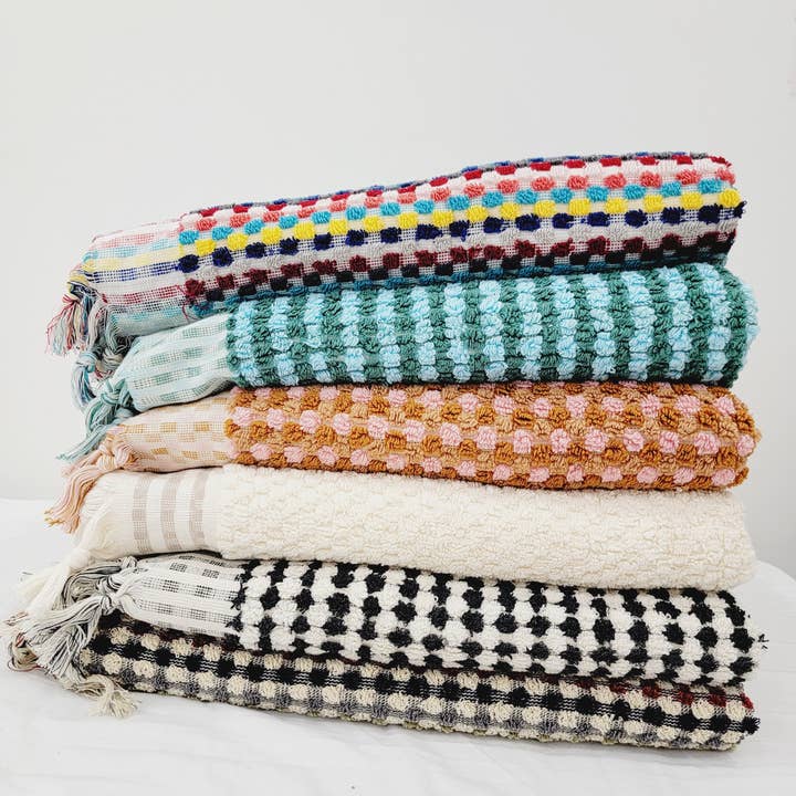 EBRU Home – wholesale Bath towel – Bath Towels, Organic Turkish Cotton Pom Pom Towels- Rainbow4