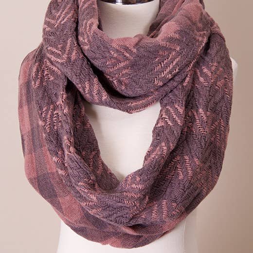 Hana - Wholesale Scarf - Women's - Plaid and Mixed Pattern Winter Infinity Scarf