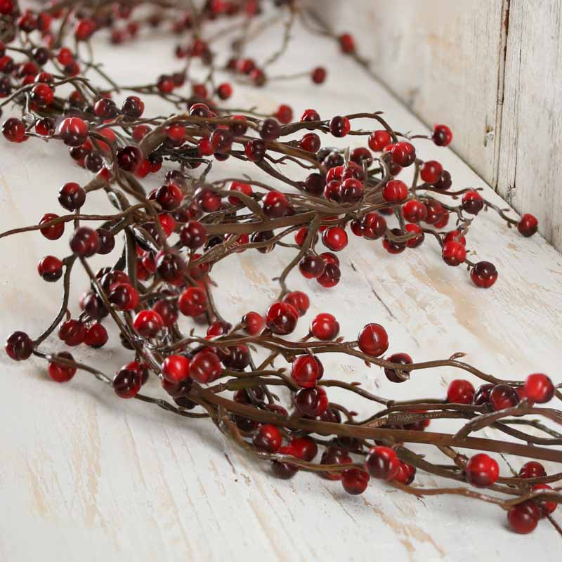 Factory Direct Craft - Wholesale Kerstdecoratie - Weerbestendige Mini Rood en Bourgondisch Wildbessen Guirlande3