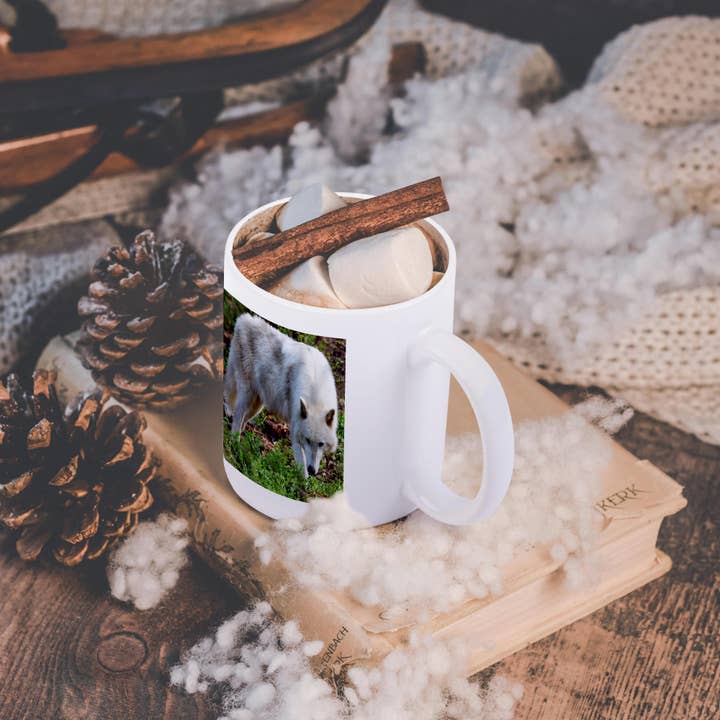 3dRose - Wholesale Coffee Mug - 3dRose, Female Gray Wolf A white colored female gray wolf, Mug11