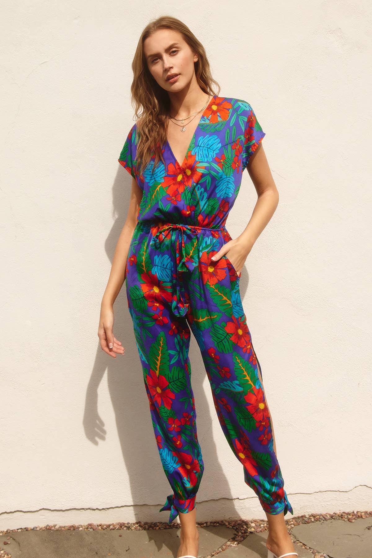 KONGELIG TROPISK Summer Night Dolman ærmet buksedragt med slips (1) for engroshandel på Faire3