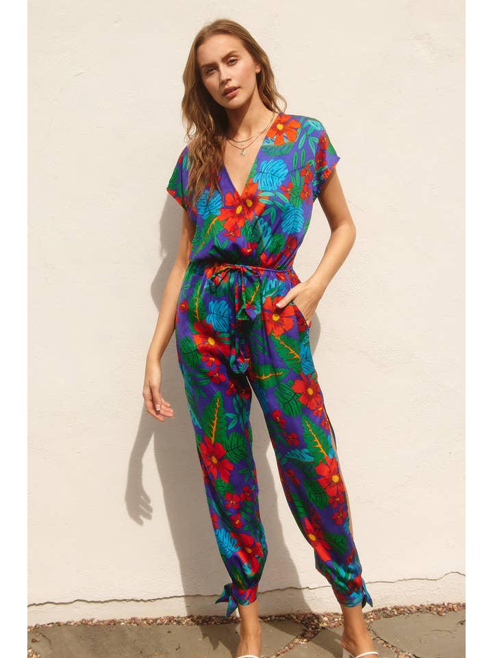 ROYAL TROPICAL Summer Night Dolman Sleeve Tie Ankle Jumpsuit (1) for wholesale on Faire3