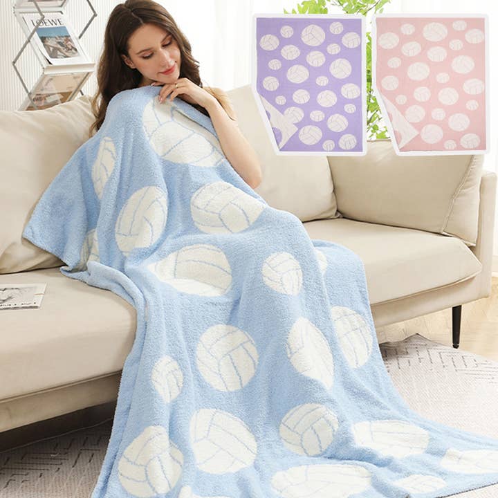 Fashion City - Wholesale Throw Blanket - Volleyball Print Cozy Soft Throw Blanket