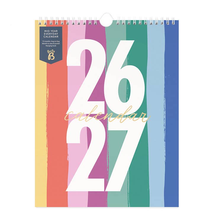 Calendrier de mi-année 2026/27 - Stripe - Planning mensuel pour la vente par Busy B