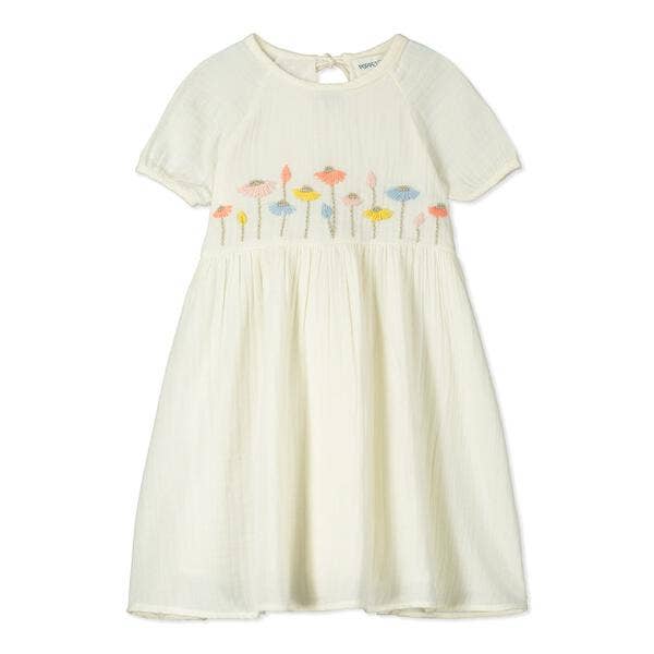 Flower Embroidered Dress in Ivory for wholesale by Poppet & Fox