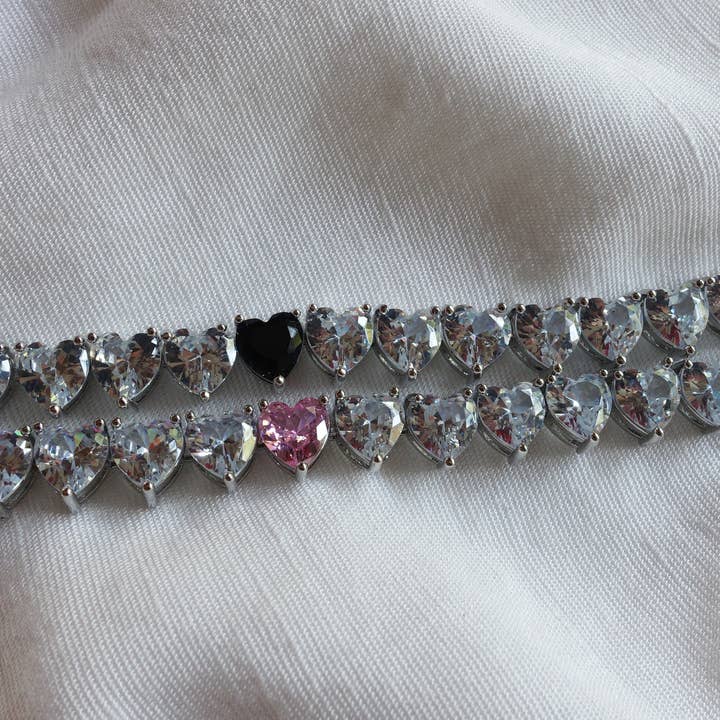 Daemon srls - Wholesale Tennis Bracelet - CHERIE - heart shaped cubic zirconia tennis bracelet - cuore39