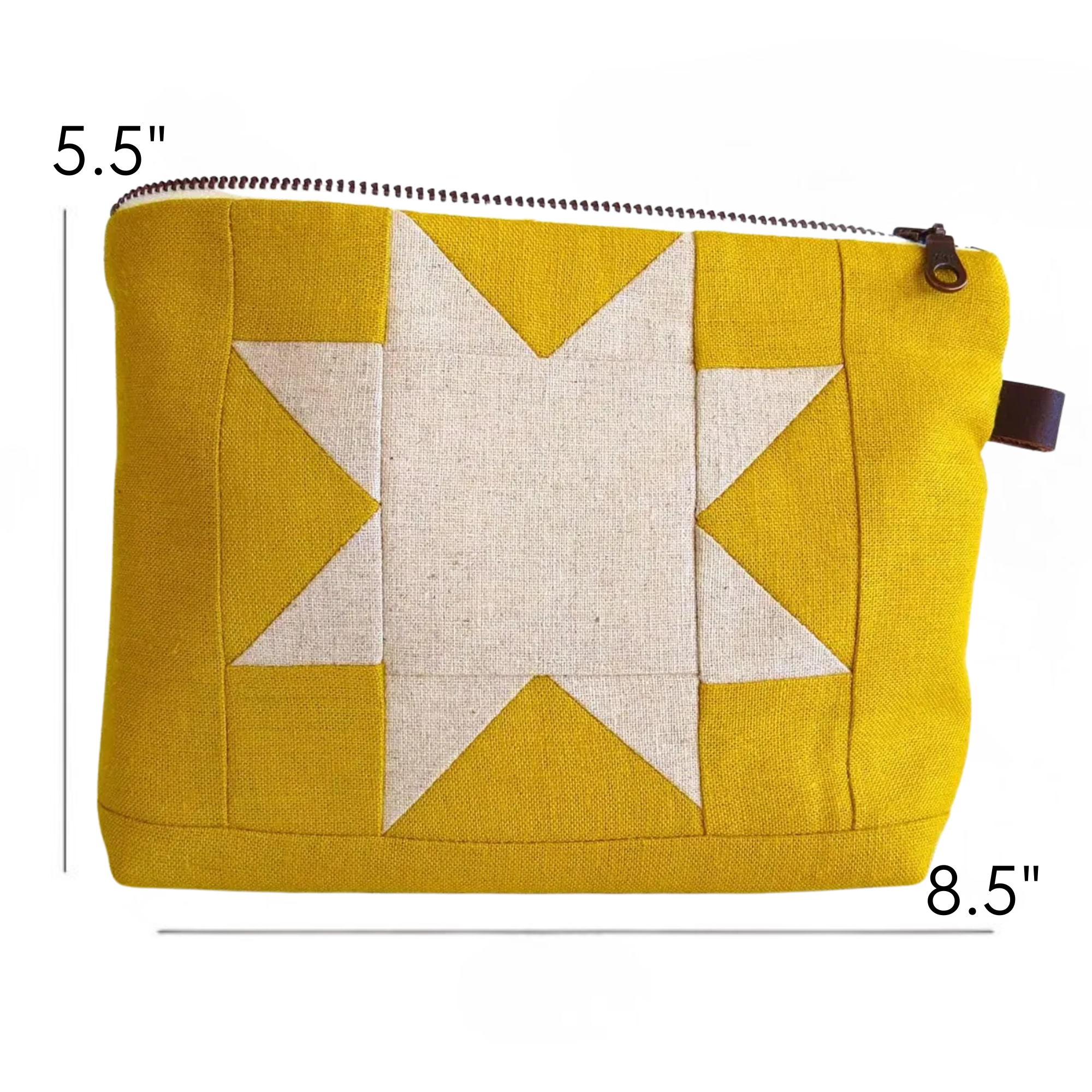PaperFromHeaven - Vente Pochette – femme - Sac à fermeture éclair moyen | Pochette matelassée | Étoile en dents de scie JAUNE2