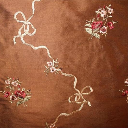 Geborduurde zijde Dupioni-stof - Lint Boeket Chocolade voor wholesale door Hyena