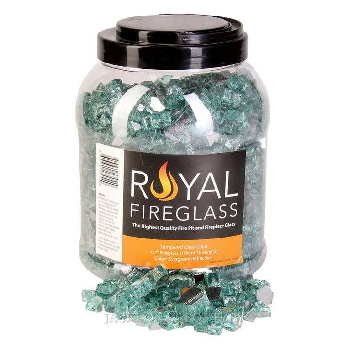 1/2 in. Fireglass in Jar- Evergreen Reflective (4 / Case) for wholesale by Jackson Pottery