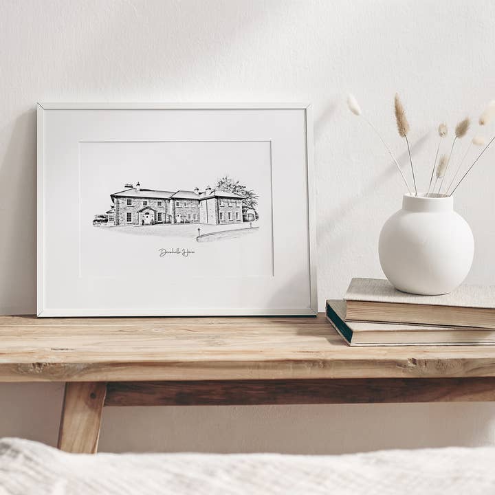 Stampa d'Arte Drumhalla House | Schizzo del Luogo | Illustrazione per la vendita all'ingrosso da parte di Minikin Studio