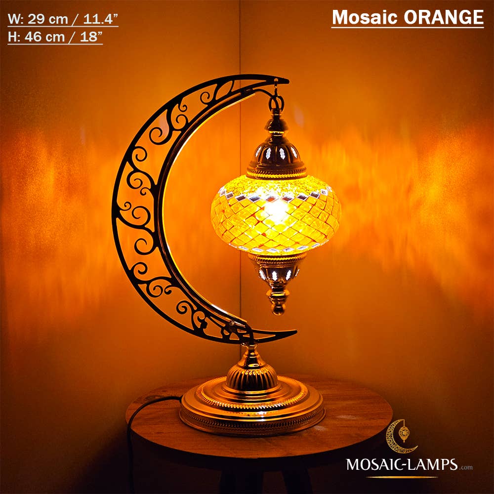 Mosaic Lamps - Vendita all'ingrosso Lampada da scrivania/d'accento - Lampada da scrivania Turkish Moon in argento, luci ad arco marocchine, Murano C43