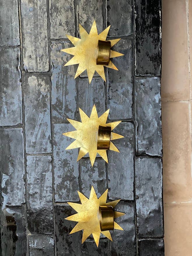 NOMAD BY LIV - Wholesale Candle Holder - "STAR" Wallcandle Holder, Brass, gold1