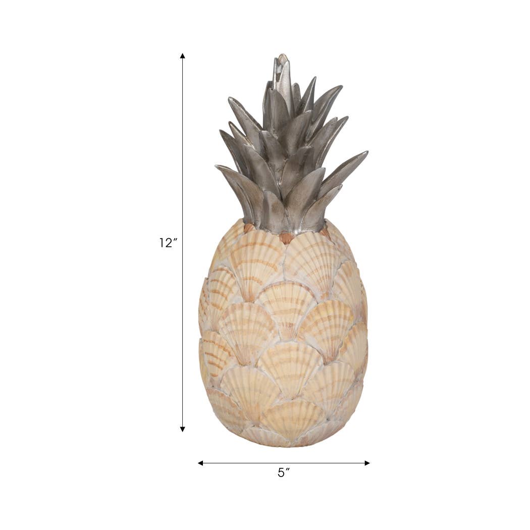 Sagebrook Home - Wholesale Decorative Tabletop Object - Polyresin Seashell Pineapple Decor Sculpture - Multi, 12 in.1