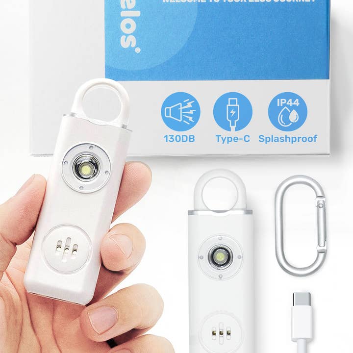Elos Personal Alarm Keychain - Loud Siren &LED Light (White) for wholesale by Elos