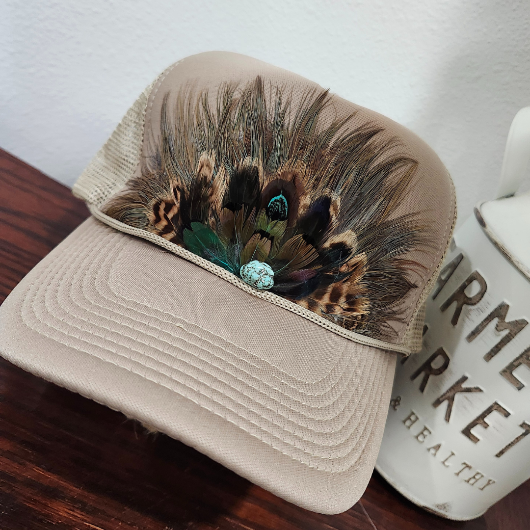 Funk Town Tees - Wholesale Trucker Hat - Women's - Western Feather Trucker Hat Retro Feather Trucker Hat1