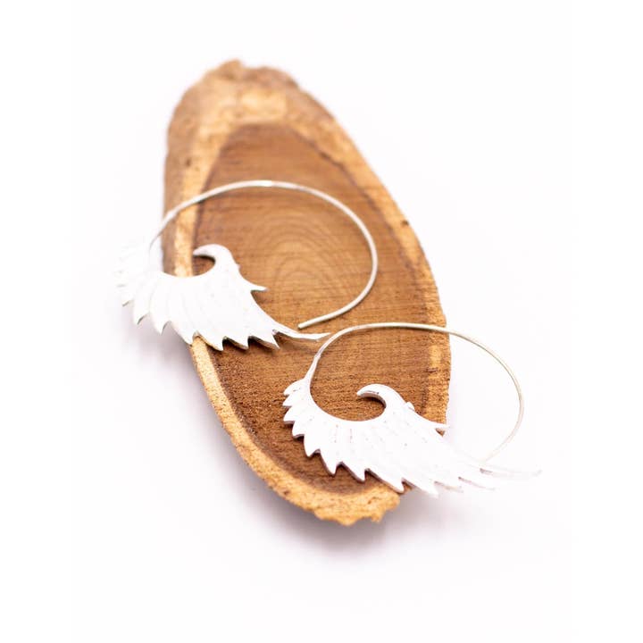 Large handmade silver earrings Kimago for wholesale on Faire2